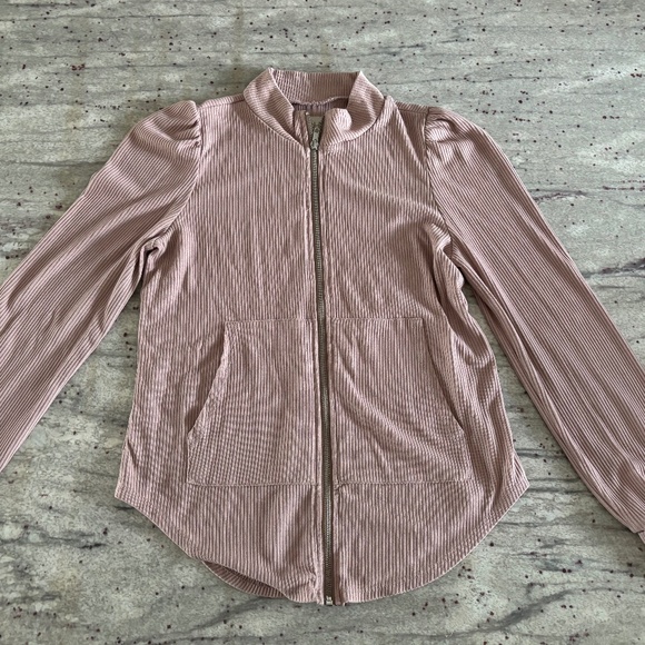 Chaser Womens Pale Pink Zip Up with Puffed Shoulders - Size M - Picture 1 of 7